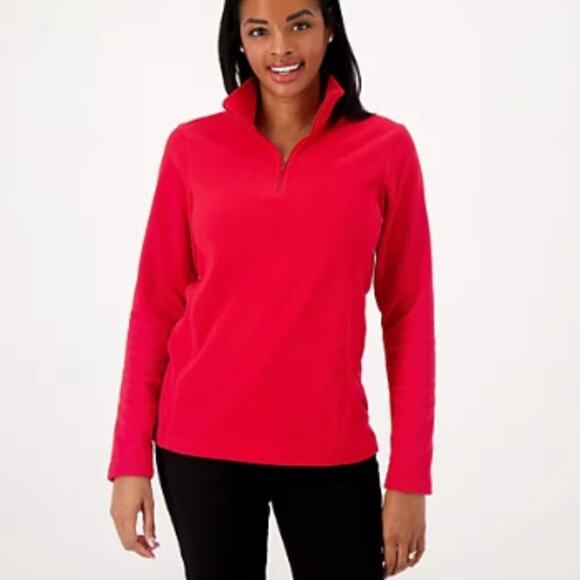 Plus Size Lands' End Regular Red Fleece Quarter Zip Pullover Size 3X - Picture 1 of 14